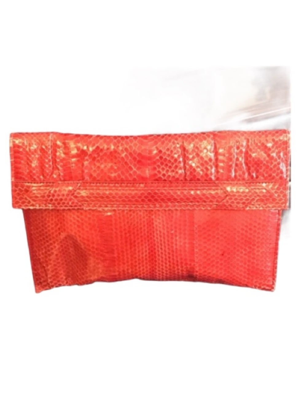 Mariann Rosenfield Vintage Snakeskin Envelope Clutch In Orange